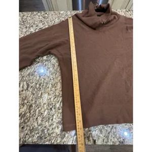 Carlisle 100% Cashmere Boxy Brown Sweater Size Large Wide Sleeve Turtleneck thumbnail 7