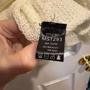 POL open knit crochet top hoodie oversized cream M thumbnail 7