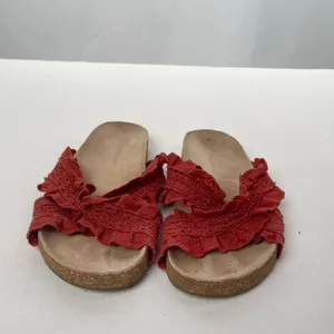 Anthropologie Bianca Ruffled‎ Slide Sandals in Red Size 8 thumbnail 3