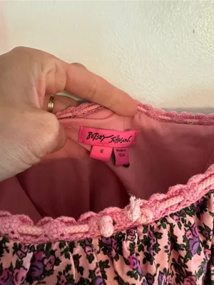 Betsey Johnson Pink Floral Tiered Ruffle Dress thumbnail 3