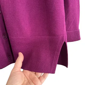 Talbots Purple Magenta‎ V-Neck Button Front Cardigan Sweater Lightweight Casual thumbnail 5