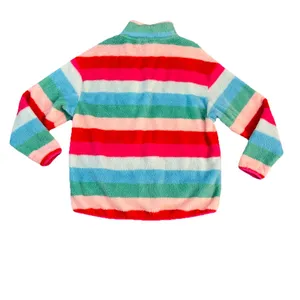 Crown & Ivy Cabana Women’s Sweatshirt Small Oversized Rainbow 1/4 Zip‎ Striped Sherpa thumbnail 2