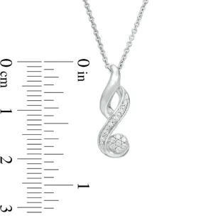 Zales 1/15 CT. T.W. Composite Diamond Flame Pendant Necklace In Sterling Silver thumbnail 3