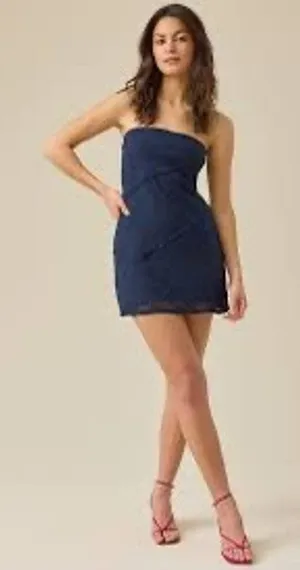 Altar'd State Jaynie Strapless Mini Dress Navy Blue NWT Size M thumbnail 1
