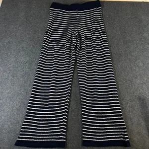 Pact Organic‎ Cotton Linen Knit Striped Wide Leg Lounge Pants Navy White Medium thumbnail 2