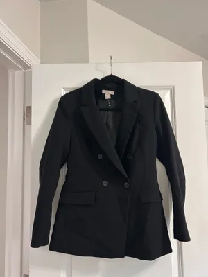 Black Double-Breasted Blazer Cardigan - H&M Size Small thumbnail 3
