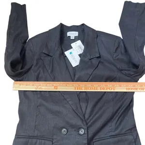 Evereve Minimalist Alexa Black Linen Double-Breasted Blazer Career Office Work thumbnail 8