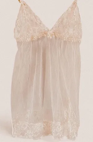 Y2K Angelic Coquette Frederick’s of Hollywood Lace Tulle Babydoll Cami – XL thumbnail 1