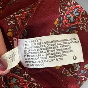 XHILARATION Women's Burgundy Floral Paisley Semi Sheer Smocked Tunic | EUC thumbnail 7