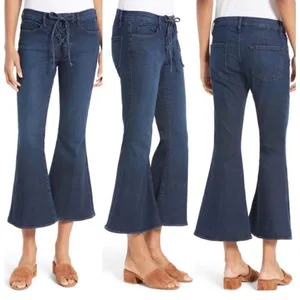 Frame Le Bell Lace‎ Up Jean In Hayworth High Waist Cropped Flare Jeans Sz 27 thumbnail 2
