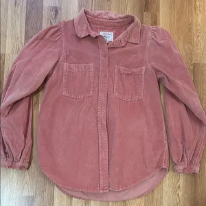 American Eagle Corduroy Button Down Shirt in Pink thumbnail 1