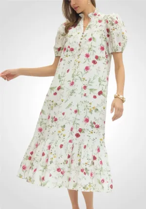 Entro Floral Print Maxi Dress in White Size S thumbnail 1