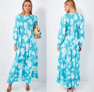 Tuckernuck Watercolor Floral Libby Turquoise Tiered Maxi Dress Size S thumbnail 2