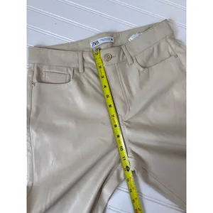 NWOT Zara Khaki High Waisted Straight Leg Pants Neutral Career Casual Womens 6 thumbnail 6