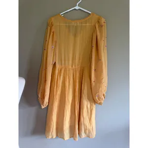 Umgee Mustard Yellow Embroidered Floral Babydoll Dress Boho Lace‎ Mini Medium thumbnail 3