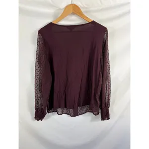 LC Lauren Conrad Purple Swiss Dot Long Sleeve Blouse Size XL thumbnail 4