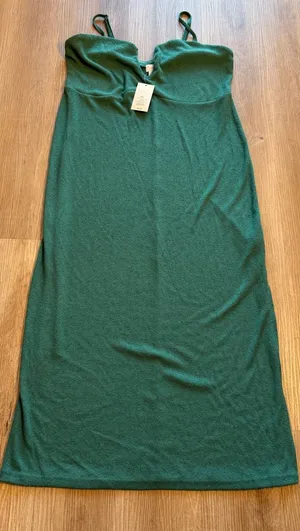 A New Day Teal Green Textured Knit Midi Dress XXL Sweetheart Neck Sleeveless NWT thumbnail 1