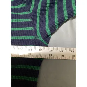 OFFLINE by Aerie Womens Waffle Knit Striped Oversized Top Navy Green Medium thumbnail 6
