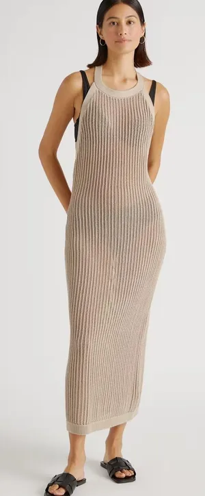 Quince 100% Organic Cotton Open-Knit Cover-Up Maxi Dress Small thumbnail 1
