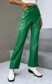 SheIn Green Leather Pants thumbnail 1