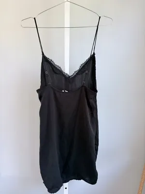 Out From Under Black Slip Dress Lace Trim Mini Y2K Coquette Lingerie Style M thumbnail 3