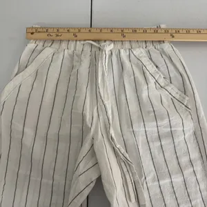 Sienna Sky Womens White Striped Wide Leg Drawstring Pants Medium‎ Boho Vacation Resortwear thumbnail 6