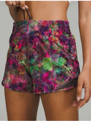 Lululemon Hotty Hot High-Rise Lined Short 4" Vivid Floral Tone Multi/Graphite thumbnail 1