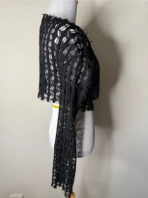 Pretty Damage Black Laser Cut Cropped Long Sleeve Top thumbnail 4