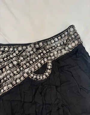 Stradivarius New Collection Black Rhinestone Mini Skirt Size 36 thumbnail 4