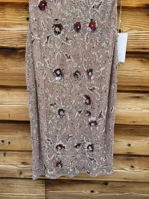 NWT MAC DUGGAL 10102 Beige Floral Embellished Short Sleeve Midi Dress Size 4 thumbnail 12