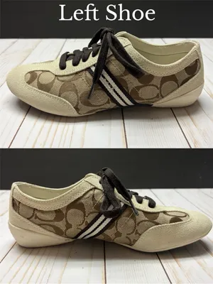 Coach Beyla Tan and Brown Signature Canvas & Suede Sneakers Size 7.5 - VINTAGE thumbnail 15