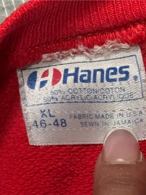 Hanes Red Crewneck Sweatshirt with Classic Label XL thumbnail 2