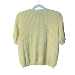 Pendleton Women’s Yellow Cable‎ Knit Short Sleeve Sweater size LP thumbnail 2