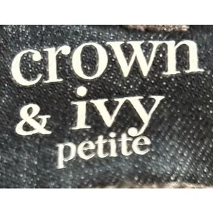 Crown & Ivy Petite Skinny Blue Jeans w/Floral‎ Pink Embroidered Design Size 6PR thumbnail 3
