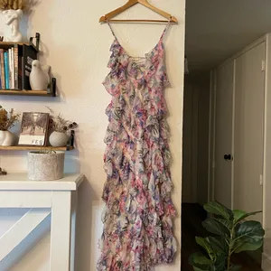 Anthropologie BHLDN Jia print bias cut ruffle Floral Maxi Dress thumbnail 3