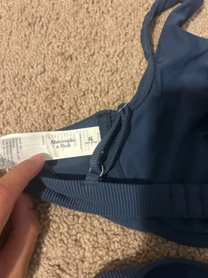 Abercrombie Ribbed Underwire Bikini top in Navy Blue thumbnail 5