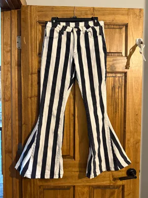 Altar’d State Striped Bell Bottom Jeans thumbnail 1