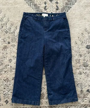 Kate Spade Women's Dark Denim Ooh Lala Broome Street Wide Leg Capri Jeans Sz 28 thumbnail 1