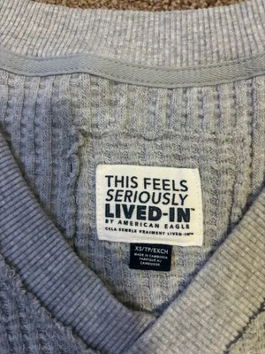 American Eagle Sweatshirt V-Neck Waffle thumbnail 3