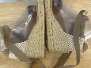 Anthropologie Maypol Spain Women LaceUp Beige Suede OpenToe Wedge Espadrilles thumbnail 5