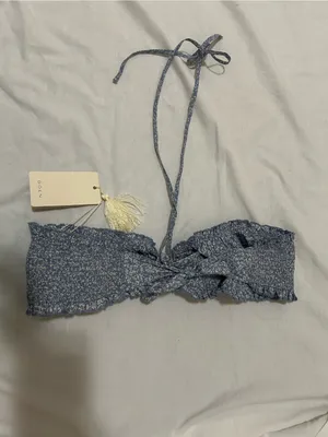 DÔEN Soleil Bikini Top Blue Cottage Ivy Floral Organic Cotton M NWT thumbnail 2