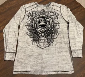 Affliction Reversible Thermal Shirt Mens XL Gray Long Sleeve Y2K Cyber thumbnail 6
