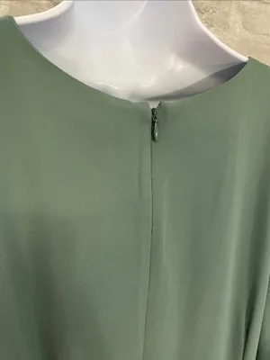 Ann Taylor V-Neck Draped Sage Green Dress thumbnail 3