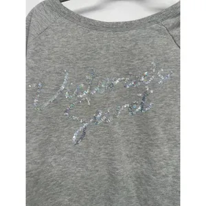 Victoria's Secret Size‎ Large Sweatshirt Sequin Bling Pullover Gray Spell Out thumbnail 2