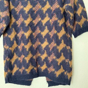 Lucky Brand Wool Blend Boho Longline lona Cardigan Brown/Navy Size Small thumbnail 9