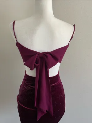 B Darlin Sparkling Burgundy Tie-Back Mini Dress thumbnail 4