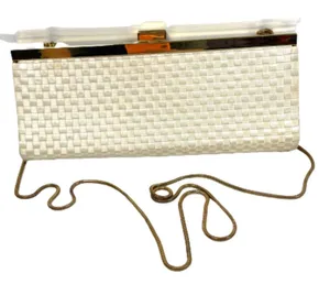 Lord & Taylor Cream Weave Purse Clutch thumbnail 1