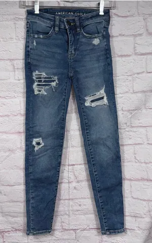 American Eagle Women’s Hi-Rise Jegging Jeans Size 000 Short Distressed Stretch thumbnail 1