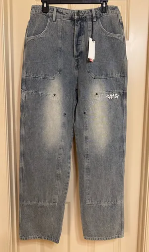 High-Rise Women's Washed Blue Carpenter Jeans thumbnail 1