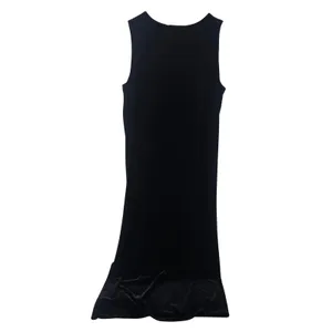 Richard Maxi Dress Womens XL Black Velvet‎ Sleeveless Beaded Flower 90s Vintage thumbnail 6